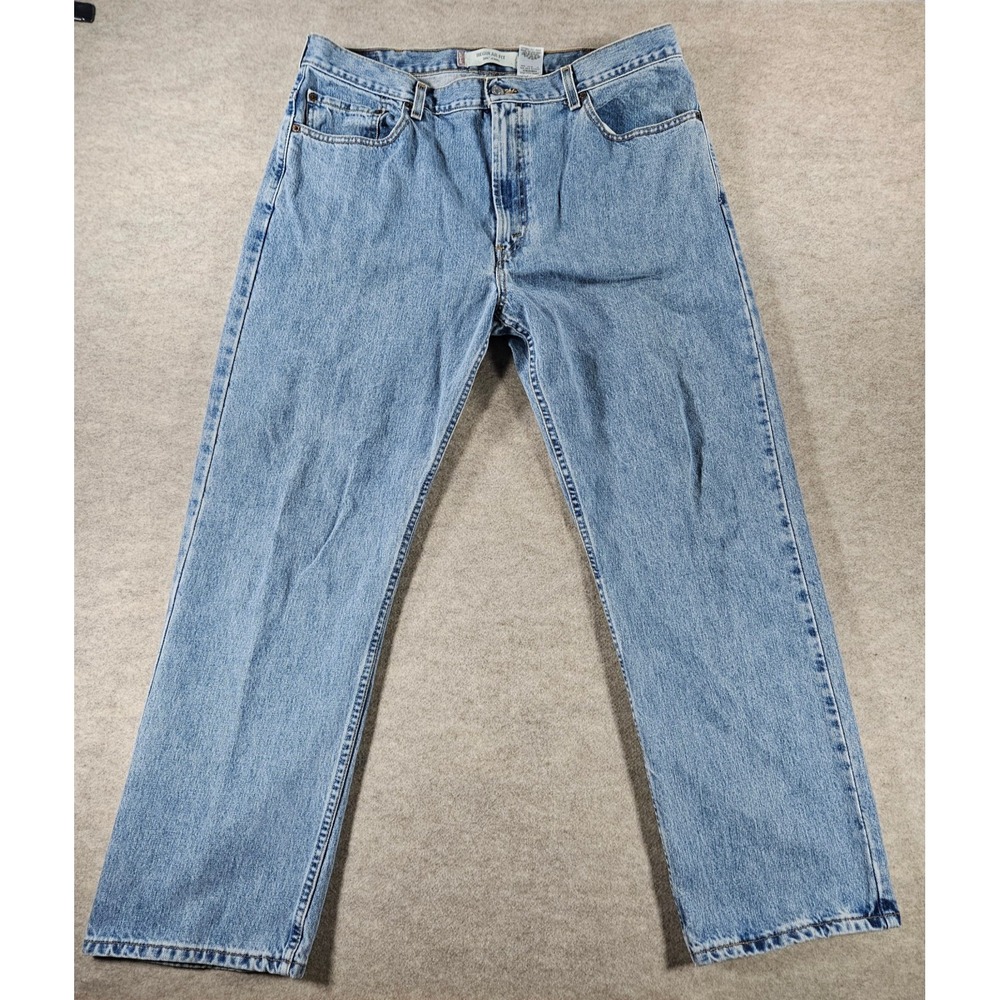 Levis 505 Regular Fit Jeans Mens 40x30 Light Wash Blue Straight Leg Denim Cotton